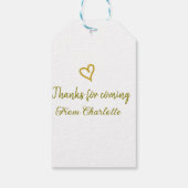 ありがとう、来てくれて　名前　テキストメッセージ　ゴールドハート ギフトタグ (裏面)