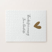 ありがとう、来てくれて　名前　テキストメッセージ　ゴールドハート ジグソーパズル (横)