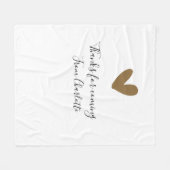 ありがとう、来てくれて　名前　テキストメッセージ　ゴールドハート フリースブランケット (正面(横))