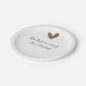 ありがとう、来てくれて　名前　テキストメッセージ　ゴールドハート ペーパープレート (アングル)