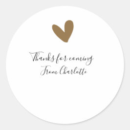 ありがとう、来てくれて　名前　テキストメッセージ　ゴールドハート ラウンドシール