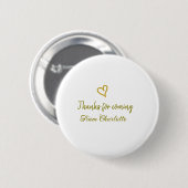 ありがとう、来てくれて　名前　テキストメッセージ　ゴールドハート 缶バッジ (正面&裏面)