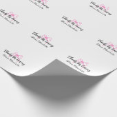 ありがとう　来てくれて　名前　ピンクの弓ｆ ラッピングペーパー (角)