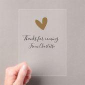 ありがとう　来てくれて　名前　金ハート アクリル招待状 (インサイチュ (ポータブル))