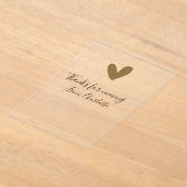 ありがとう　来てくれて　名前　金ハート アクリル招待状 (レイダウン)