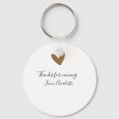 ありがとう　来てくれて　名前　金ハート キーホルダー (裏面)