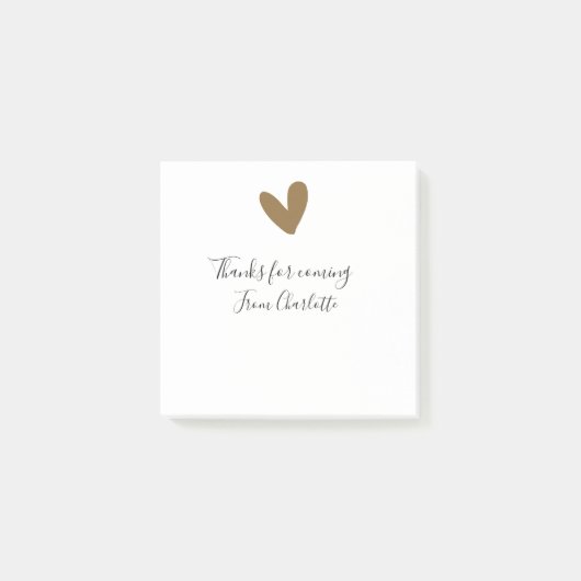 ありがとう　来てくれて　名前　金ハート ポストイット (正面)