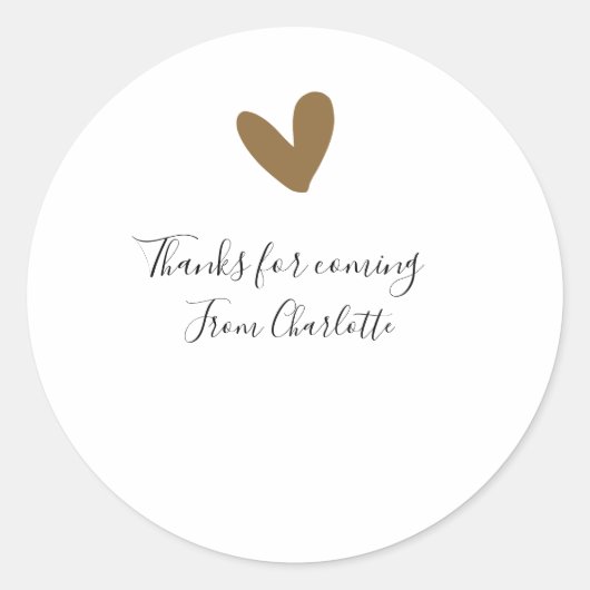 ありがとう　来てくれて　名前　金ハート ラウンドシール (正面)