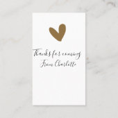 ありがとう　来てくれて　名前　金ハート 名刺 (裏面)