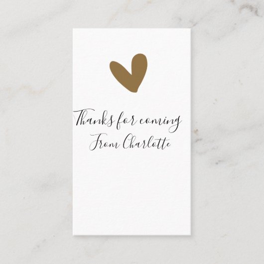 ありがとう　来てくれて　名前　金ハート 名刺 (正面)