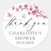 ありがとう 桜 ピンク 蝶 ラウンドシール (正面)