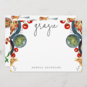 ありがとう！ 水彩イタリアンフード サンキューカード (正面/裏面)