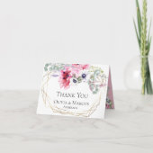 ありがとう | 水彩ピンクのポピー フラワーブーケ サンキューカード (正面)