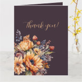 ありがとう – 水彩秋花 – 紫 –  カード (黄色い花)
