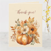 ありがとう – 水色カボチャフローラデザイン- カード (黄色い花)
