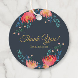 ありがとう！濃い青、エレガント花お洒落色 フェイバータグ