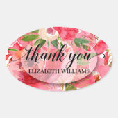 ありがとう 牡丹の花 楕円形シール (正面)