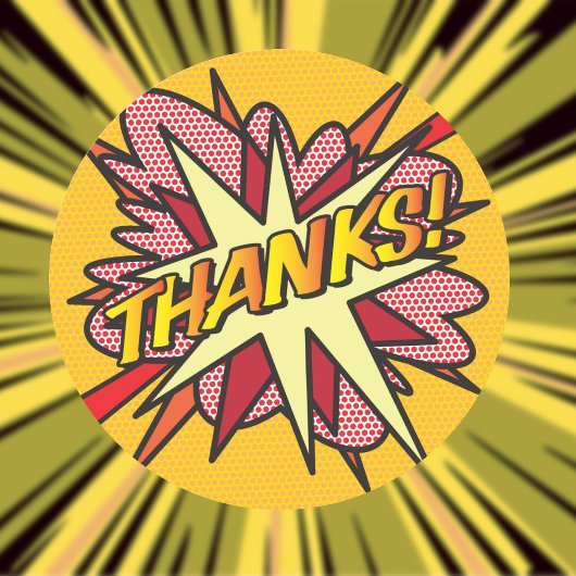 ありがとう 現代風コミックスタイル感謝メッセージ ラウンドシール