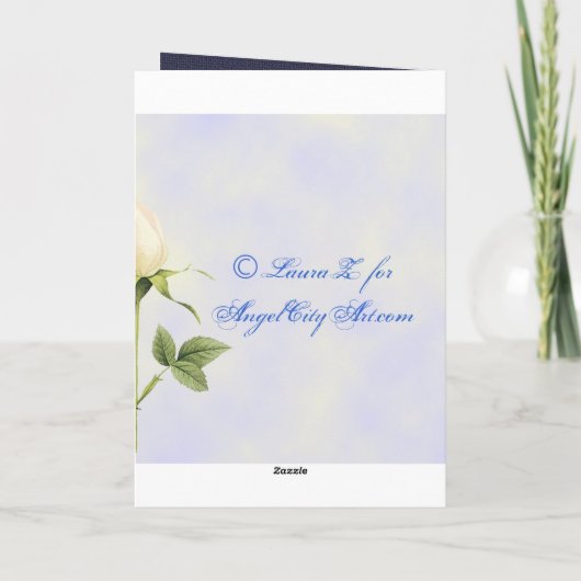 ありがとう 白と赤のバラの植物カード サンキューカード (裏面)