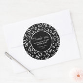 ありがとう:白黒40歳の誕生日パーティー ラウンドシール (封筒)