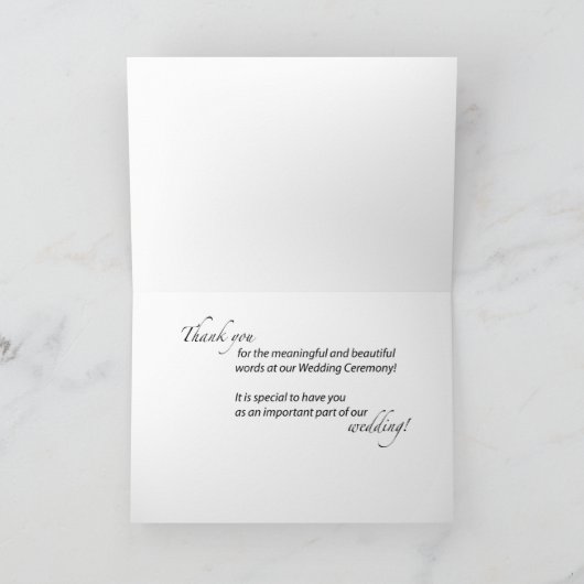 ありがとう。私たちの結婚式で読んでくれて、ローズ、宗教的 サンキューカード (内部)