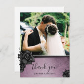 ありがとう 紫のゴシック ハロウィン ウェディング ポストカード (正面/裏面)