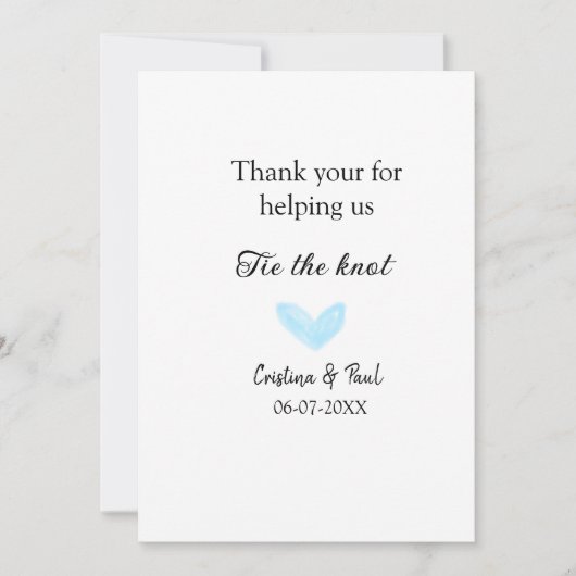 ありがとう 結婚おめでとう ブルーハート ウェディング ラスティック サンキューカード (正面)