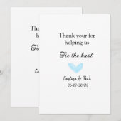 ありがとう 結婚おめでとう ブルーハート ウェディング ラスティック サンキューカード (正面/裏面)