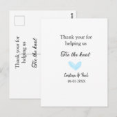 ありがとう 結婚おめでとう ブルーハート ウェディング ラスティック ポストカード (正面/裏面)