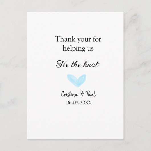 ありがとう 結婚おめでとう ブルーハート ウェディング ラスティック ポストカード (正面)