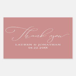 ありがとう，結婚式の引き出物,バラ，ホワイト 長方形シール