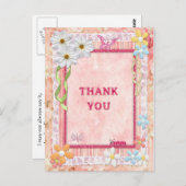 ありがとう、花と蝶のクラフトカード ポストカード (正面/裏面)