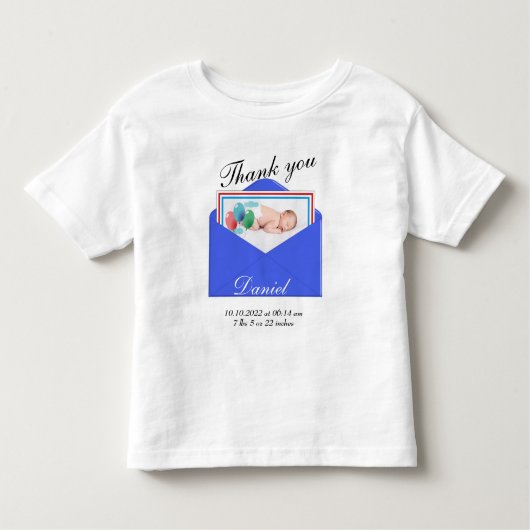 ありがとう 誕生お知らせ フォト トドラーTシャツ (正面)