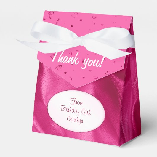 「ありがとう」誕生日明るい赤紫色テクスチャード生地ルック フェイバーボックス (正面サイド)