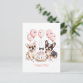 ありがとう 誕生日 フレンチブルドッグ 誕生日ケーキ ポストカード (スタンド正面)