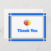 ありがとう 誕生日 風船 青い ポストカード (正面/裏面)