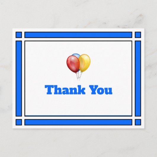 ありがとう 誕生日 風船 青い ポストカード (正面)