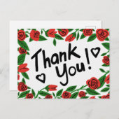 ありがとう 赤いバラのフレーム 花のカスタム ポストカード (正面/裏面)