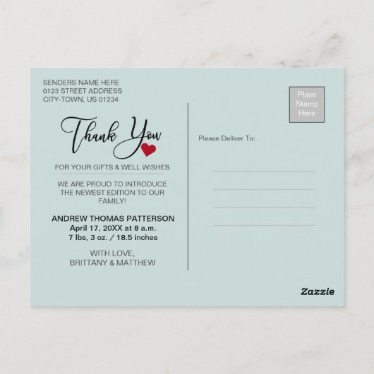 ありがとう | 赤ちゃんの新しい写真 ポストカード (裏面)