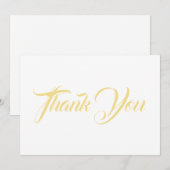 ありがとう、軽い金ゴールドの白エレガント文字カード (正面/裏面)