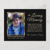 ありがとう 追悼 葬儀 記念 ゴールド フォト ポストカード (正面)