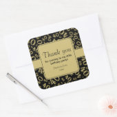 ありがとう:金ゴールドとブラック40番目の数字パターン スクエアシール (封筒)