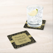 ありがとう:金ゴールド/ブラック70番目の乱数パターン スクエアペーパーコースター (インサイチュ)