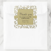 ありがとう:金ゴールド/白70番誕生日番号パターン スクエアシール (バッグ)