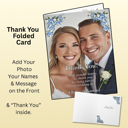 ありがとう - 青い牡丹の写真 サンキューカード