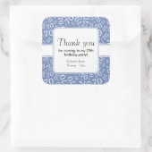 ありがとう:青/白70番目の誕生日番号パターン スクエアシール (バッグ)