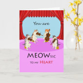 ありがとう、音楽テーマ、猫ストリングカルテット カード (黄色い花)