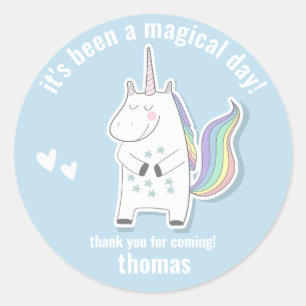 ありがとう、魔法の日 – かわいい一角獣子供の誕生日 ラウンドシール