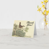 「ありがとう!」、鳥の枝の上で、ヴィンテージ見る カード (黄色い花)