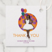 ありがとう！ 黒人女性のブライズシャワーバルーンと花 フェイバータグ (裏面)